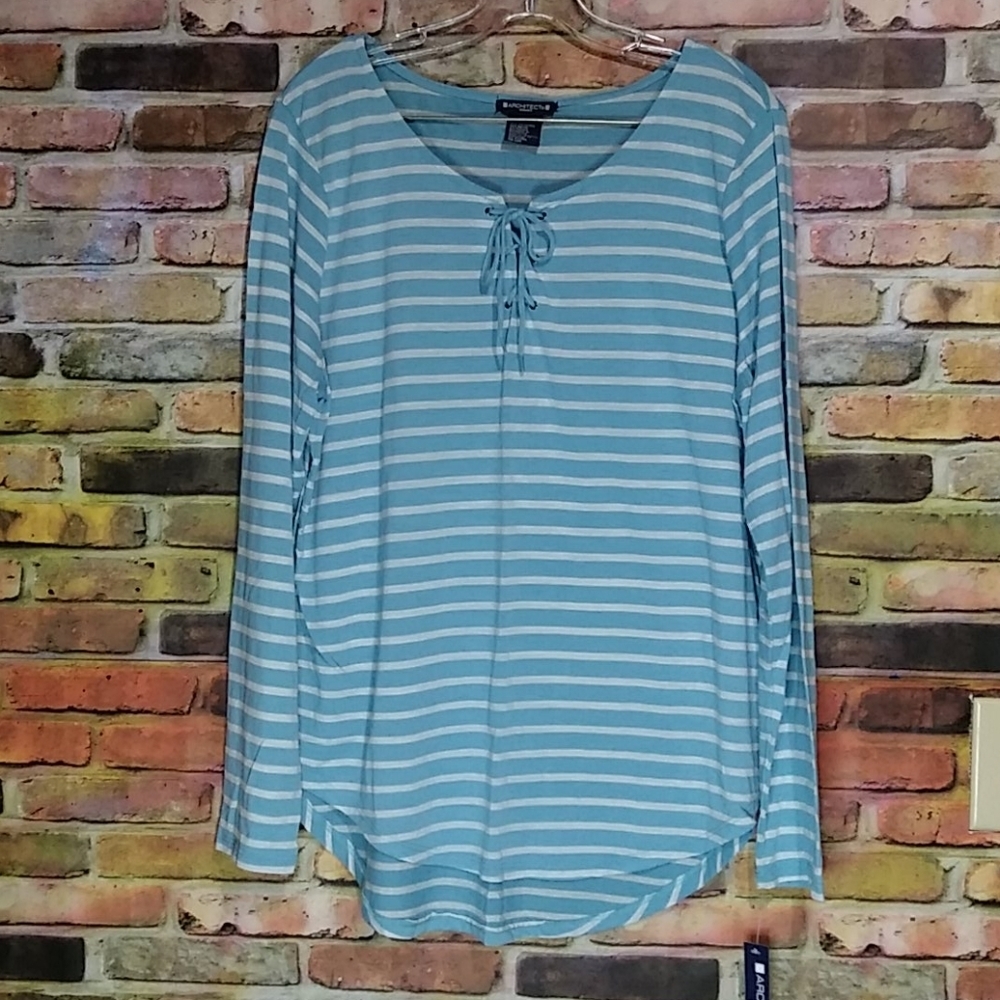 Architect Lace Up Striped Tee Sz 1X